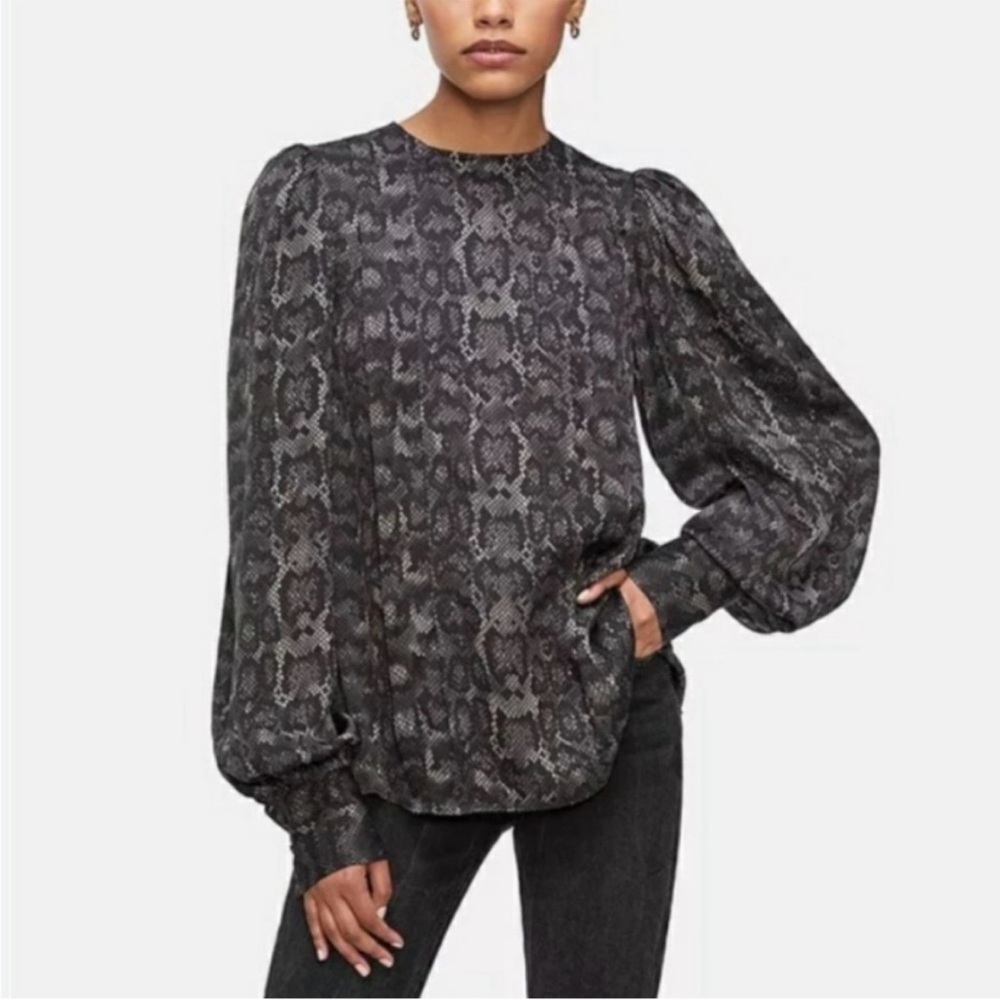 Anine Bing Python Print Long Sleeve Blouse - image 1
